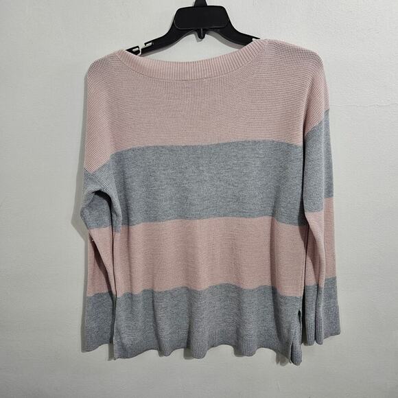 Vince Camuto Pink/Gray Colorblock Knit Long Sleeve Pullover Womens Sweater Sz L - Picture 2 of 7